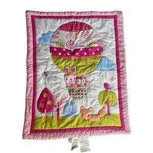CIRCO Baby Quilt Comforter Blanket UP WE GO Hot Air Balloon Owl Fox Bunny Birds